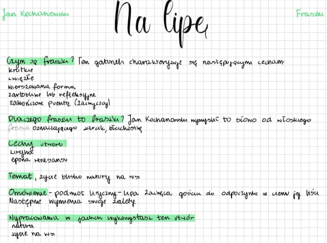 Na lipę wiersz - głębia znaczeń i analiza utworu Kochanowskiego Na lipę wiersz - głębia znaczeń i analiza utworu Kochanowskiego